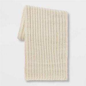 Chunky Knit Reversible Throw Blanket Cream Threshold™ NEW